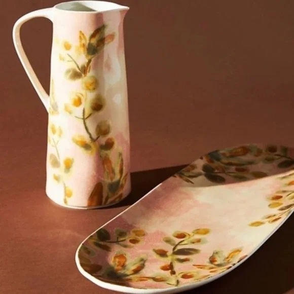 NWT Anthropologie Ismay Floral Pitcher And Platter Set - Picture 4 of 7